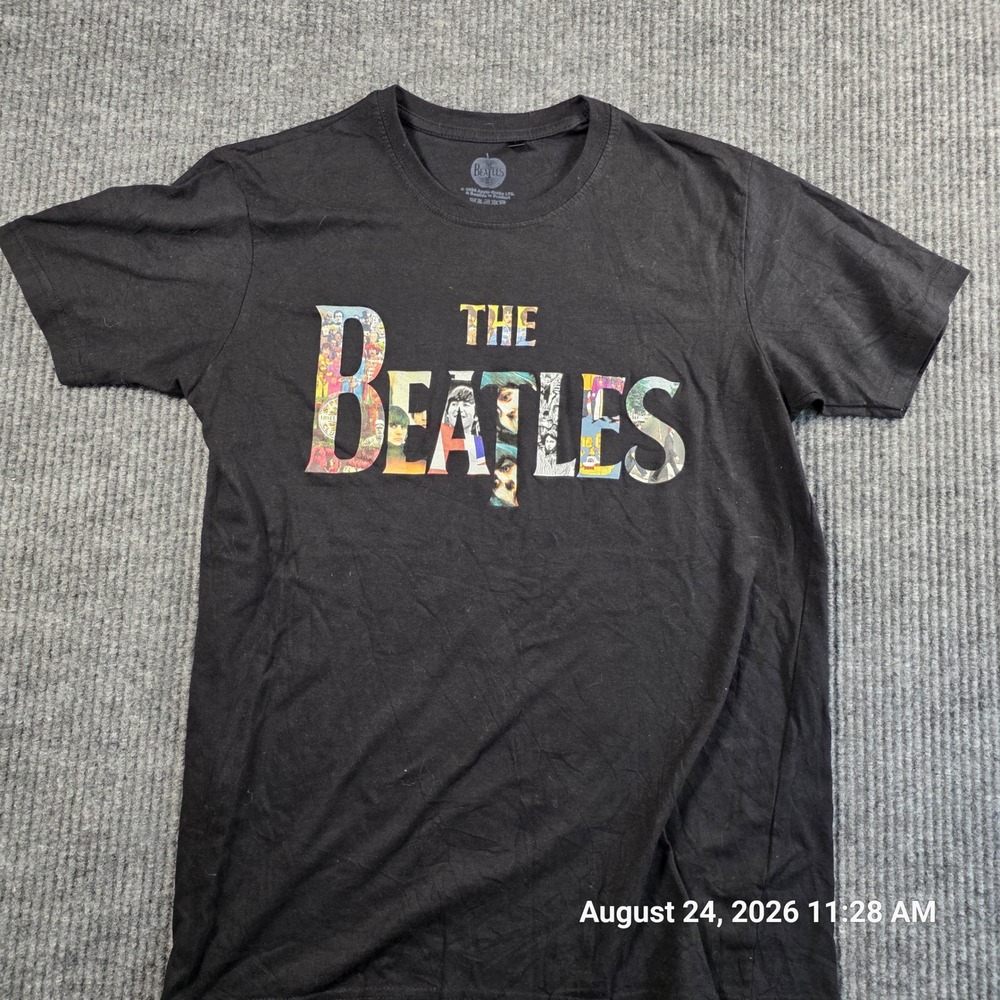 The Beatles Graphic T-Shirt Mens Medium Black Rock Off Apple Corps 2024 Cotton